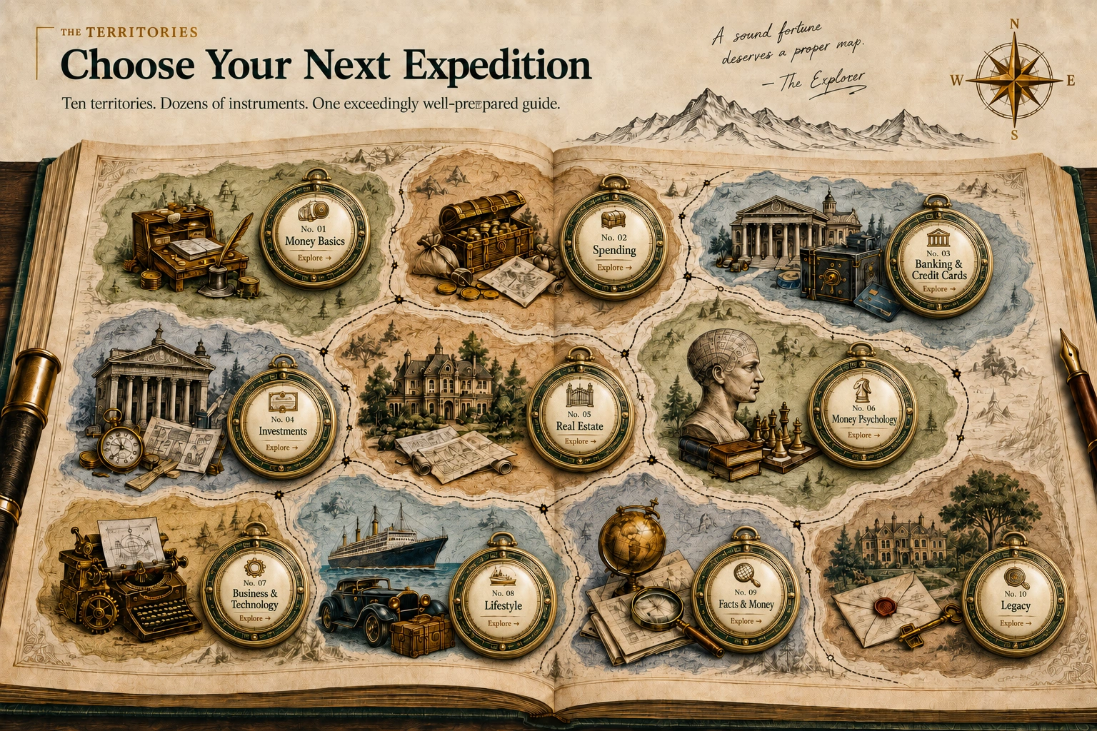 The Territories — an illustrated atlas of Economy Explorer's ten financial territories